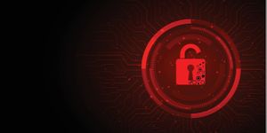 padlock red open on electric circuits network dark red background depicting packet sniffing