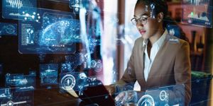 Shot of woman working on a computer