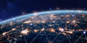 illustration of global internet and communication network.