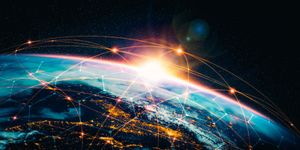 Global network connection concept signifying BGP vs. OSPF vs. EIGRP