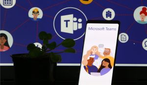 Smartphone showing Microsoft Teams app,